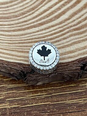 Pandora Banff Black Maple Leaf Eh! Bead Charm S925 Silver Charm